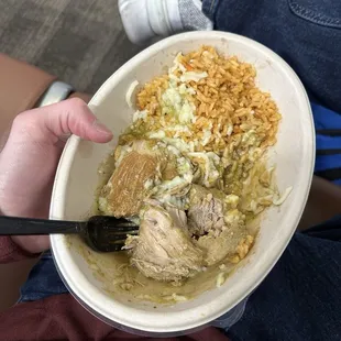 Pork Bowl w/ rice and shredded cheese