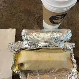 Breakfast Taco with coffee