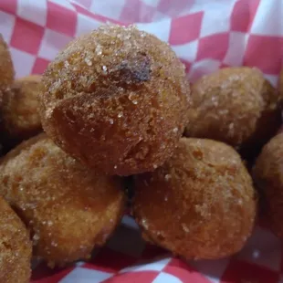 Donut holes, close-up.