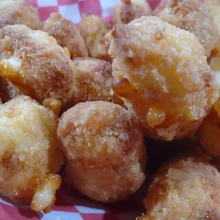 Cheese curds, close-up.