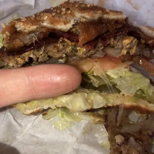 A long black wavy/curly hair in my dark burger