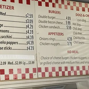 Menu as of 3/11/22