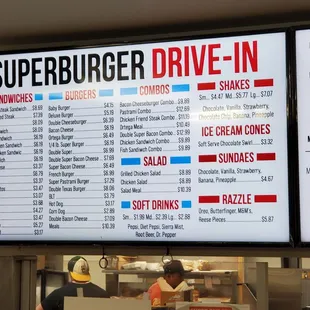 Super Burger's interior Menu Board.