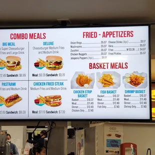 a menu for a fast food restaurant