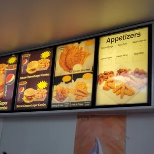 a menu for appetizers