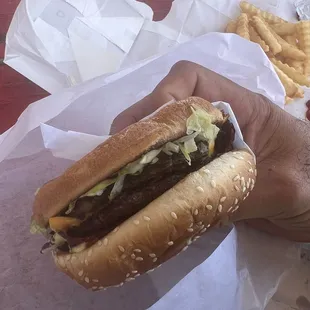 Double Bacon Burger. Should be called bacon double dry burger. Sorry I couldn&apos;t help it.