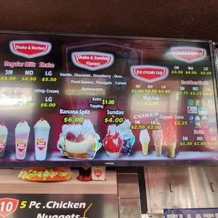 Dessert menu