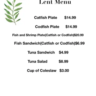 2024 Lent Menu
