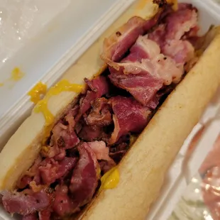 Pastrami sandwich - comes with a bag of hot peppers