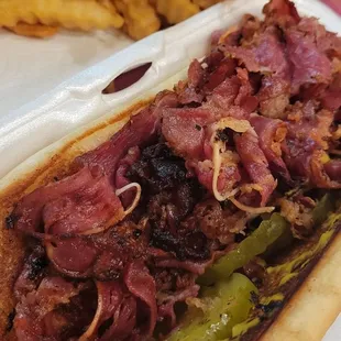 Pastrami sandwich and fries - tasty as ever!
