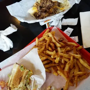 Bean, beef cheese burrito and super chzburger