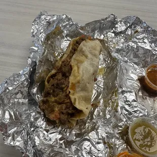 Is that a taco or a mini burrito? Carne asada.
