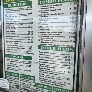 Menu updated prices