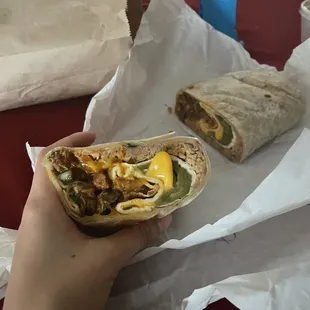 chile rellano burrito with rice &amp; asada