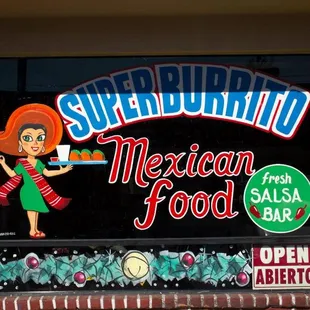 a mexican food restaurant sign