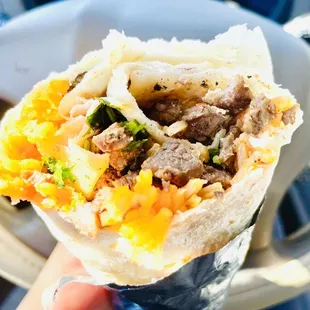 the inside of a burrito