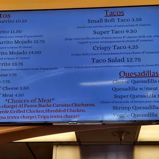 Super Burrito - menu