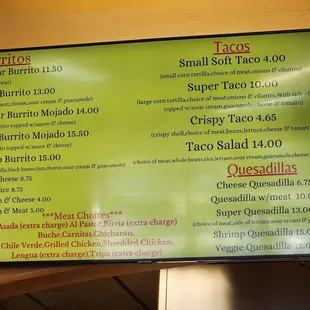 Super Burrito - menu