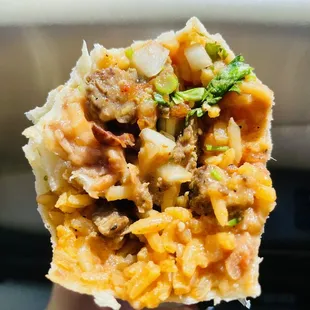 the inside of a burrito