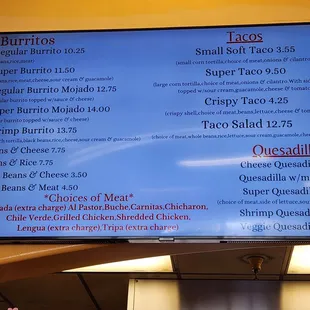 Super Burrito - menu