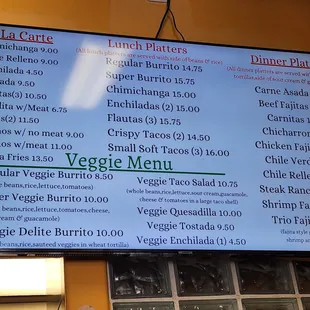 Super Burrito - menu