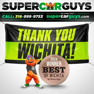 Thank you, Wichita! Super Car Guys was voted one of the Best Pre-Owned Dealerships in town, and we&apos;re proud to bring home the bronze medal!