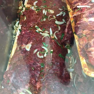 the meat being prepared