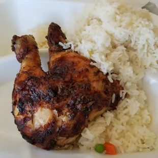 1/4 chicken with dark meat and rice