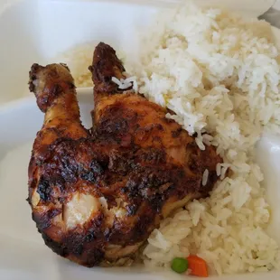 1/4 chicken with dark meat and rice