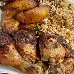 1/2 Chicken (Dark) with Fried Rice and Plantains