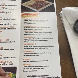 menu