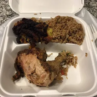 the meal in a styrofoam container