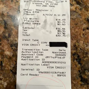 Till slip with overcharge