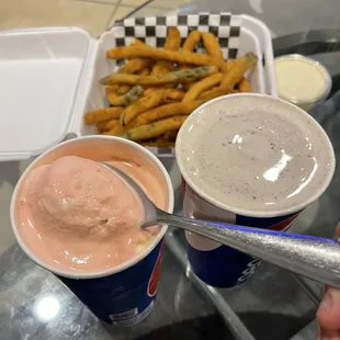 Strawberry and Cookies&amp;Creme Milkshakes
