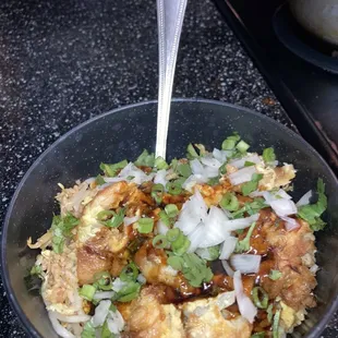 From a distance. 137. Egg Foo Young with 146. Fried Rice