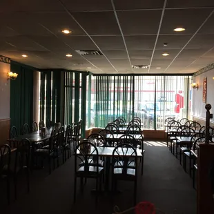 tables and chairs in a restaurant