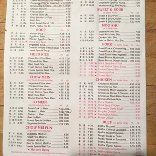 menu