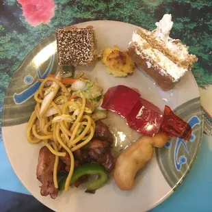 a plate of chinese food