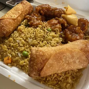 General Tao's , Fried Rice and egg rolls