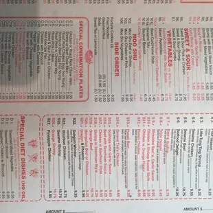 The menu