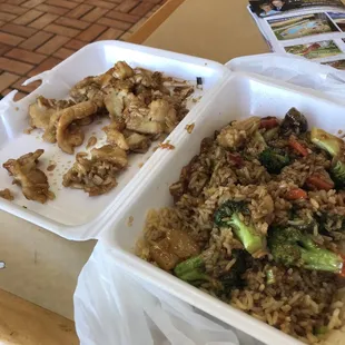 What's on the left top is the chicken I had to pull out that was nothing but gristle and fat.