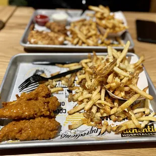 3 Chicken Tenders (Nashville Hot) with rosemary pepper fries