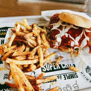 a burger and french fries