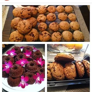 a collage of cookies and flowers