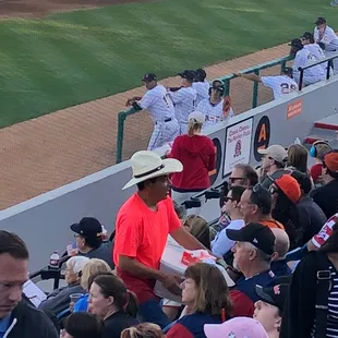 a crowd of baseball fans
