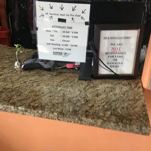 Laundry service hours