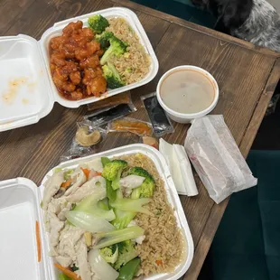 Orange chicken &amp; Szechuan chicken with sauce on side
