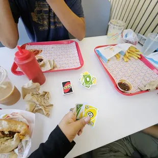 They inhaled their food while I ate half so far