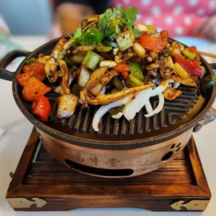 Squid with Hot Peppers and Onions