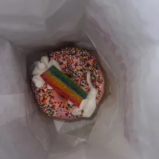 A specialty donut the rainbow was 3D super cute !